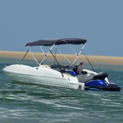 Toit bimini &agrave; 3 arceaux parois lat&eacute;rales 183x(170-182)x137 cm