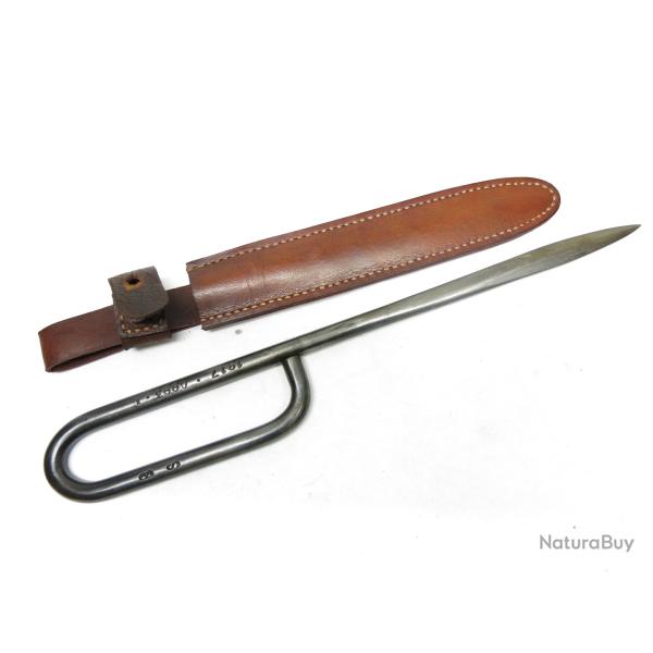 Poignard de tranch�e Fran�ais clou 1917 avec fourreau cuir marron R�f bab 05