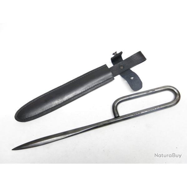 Poignard de tranch�e Fran�ais clou 1917 avec fourreau cuir noir R�f bab 05