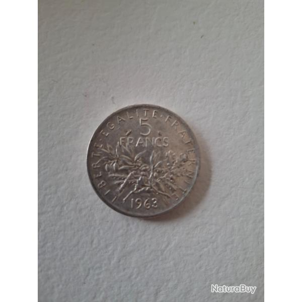 SEMEUSE 5 FRANCS en argent