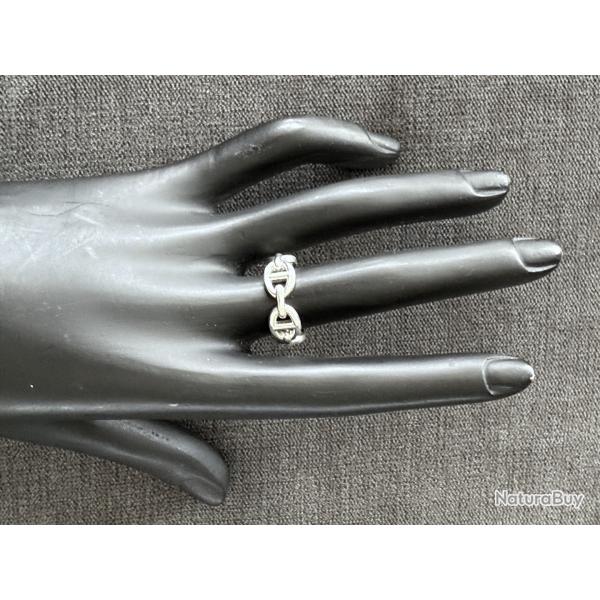 Bague HERMES en argent - chaine d'ancre - taille 50 - �tat neuf
