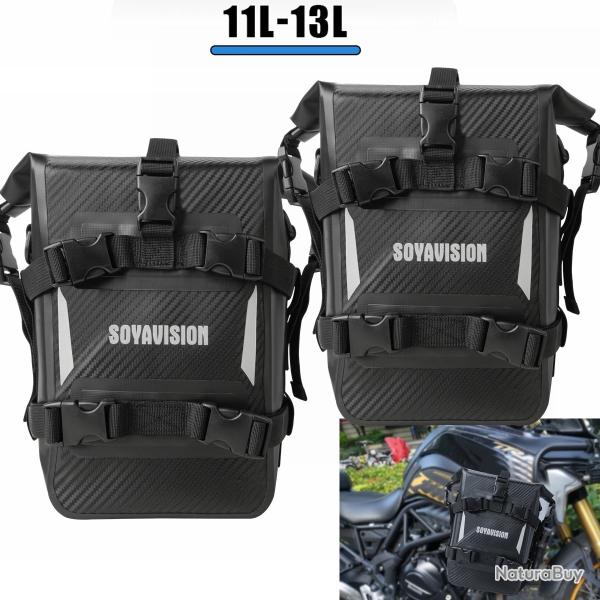 Sacs Etanches Moto 11-13L (2pcs) Rangement Outils & Equipement pour Moto  PVC Robuste Noir