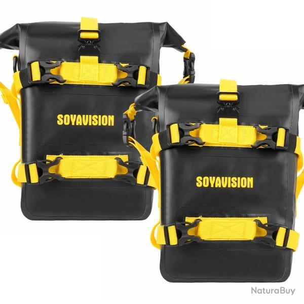Sacs Etanches Moto 11-13L (2pcs) Rangement Outils & Equipement pour Moto  PVC Robuste Jaune/Noir