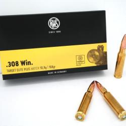 Cartouches RWS .308 TARGET ELITE PLUS MATCH 10,9g / 168gr