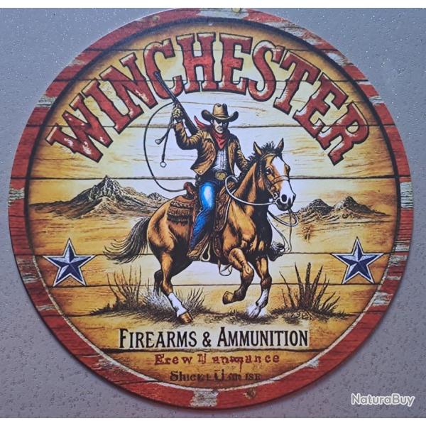 plaque decoration en alu panneau vintage WINCHESTER cheval REF 37 chasse