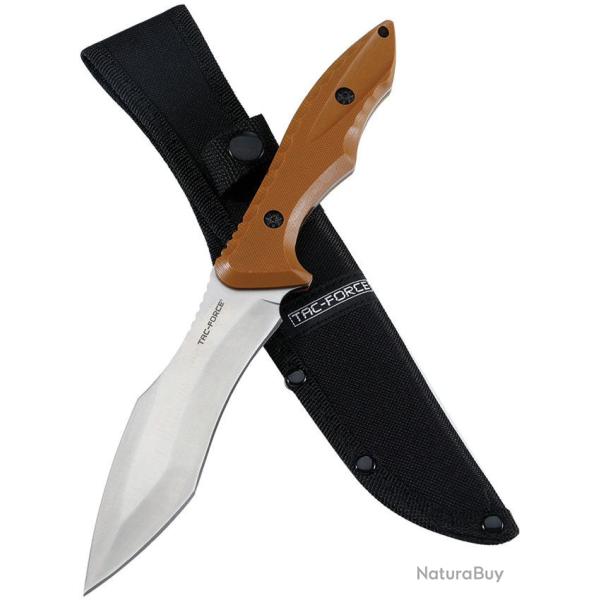 Couteau Tactique Tac Force Lame Fixe Acier 3Cr13MoV SW Manche Brown G10 �tui Nylon TFFIX120BN