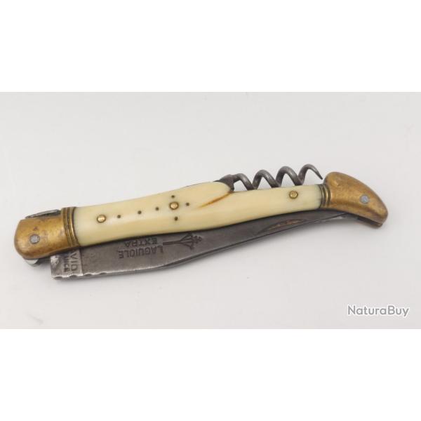 ANCIEN COUTEAU PLIANT LAGUIOLE EXTRA G. DAVID FRANCE 3 PI�CES MOUCHE FORG�E ET GUILLOCH�E Bon Collec