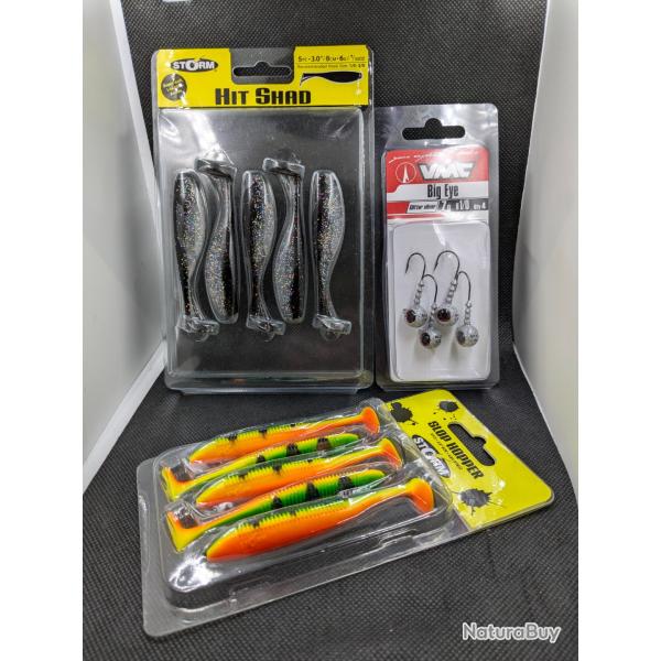 Lot p�che n�79 / STORM , HIT SHAD , SLOP HOPPER + T�TE PLOMB�E VMC .