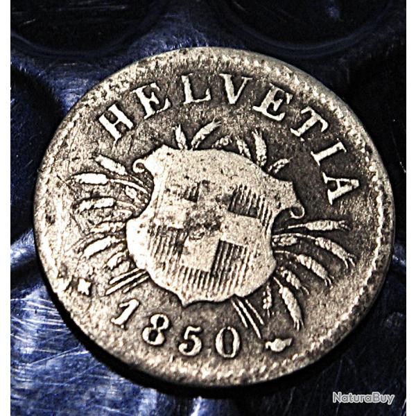 suisse piece de 5 rappen helvetia  billon 1850 ttb