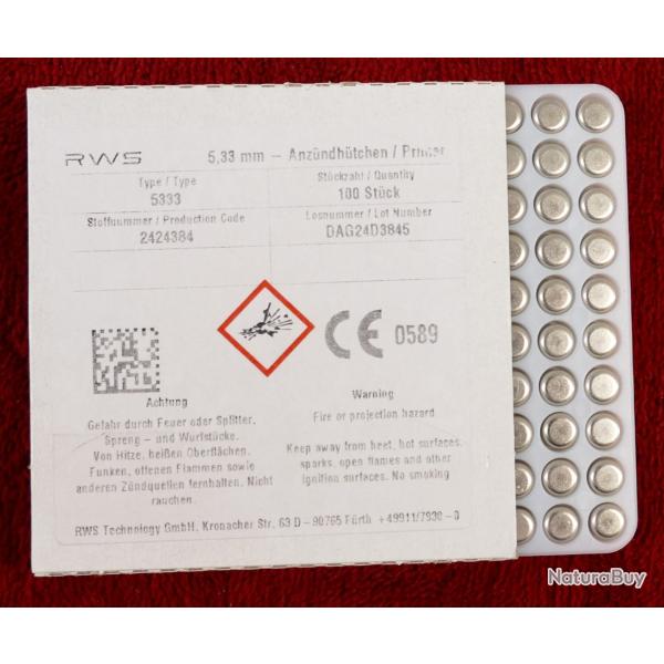 AMORCES RWS LARGE RIFFLE MAGNUM X100