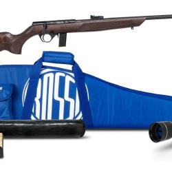Pack carabine &agrave; verrou Rossi 8122 droitier bois cal.22LR canon 53cm