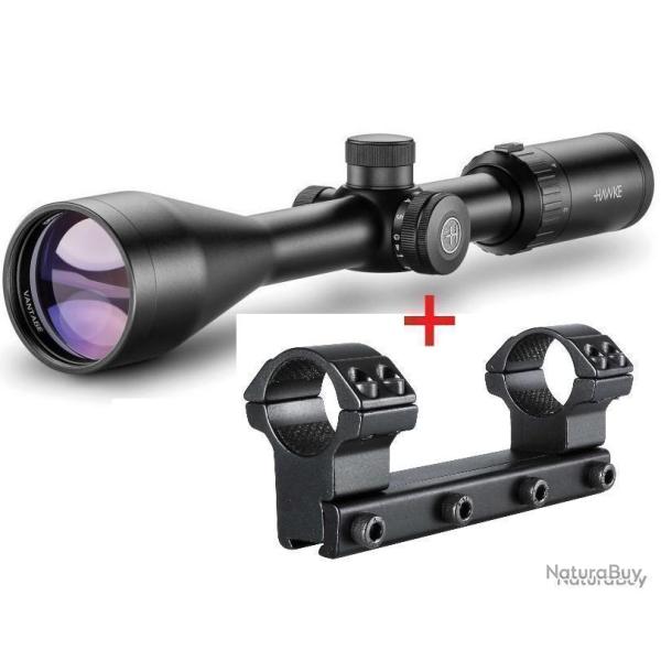 VANTAGE IR - Low profile, capped turrets 3-9X50 1", IR Mil Dot + colliers 22105 Match Mount 1" High