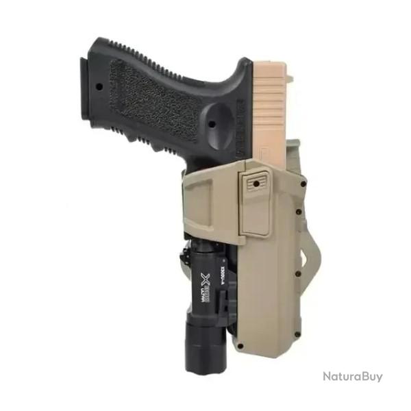Holster Glock 18 Lampe - Retention Active - TAN - SKX INDUSTRIES