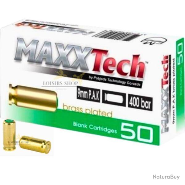 Bo�te de 50 balles � blanc MAXXTech pour pistolet cal.9mm PAK