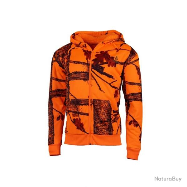 SWEAT � CAPUCHE ORANGE CAMOUFLAGE ENFANT