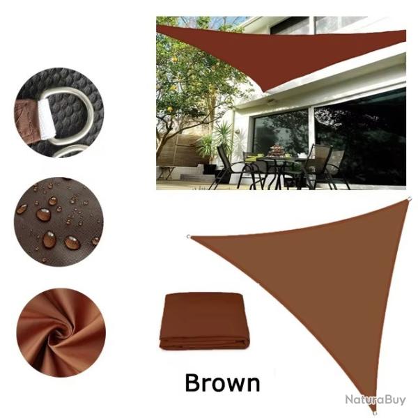 BACHE TOILE TRIANGLE 4x4x4M MARRON PROTECTION TERRASSE SOLEIL AUVENT JARDIN EXTERIEUR