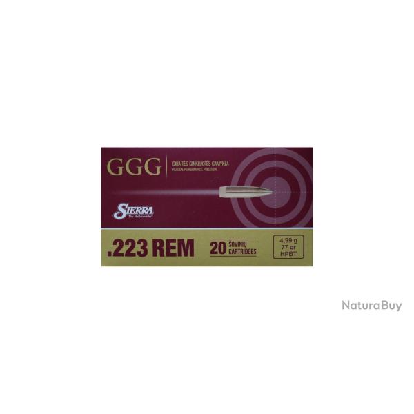 Munitions GGG cal.223 rem 5.56x45 hpbt sierra 77gr par 20