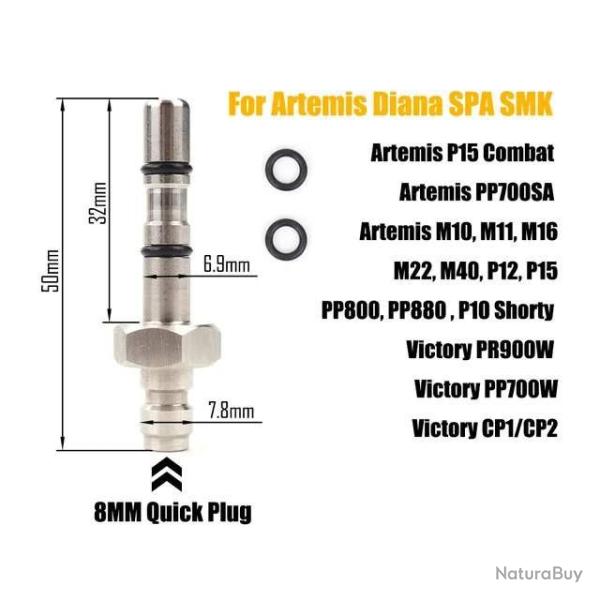 raccord de remplissage sonde de charge carabine PCP diam�tre 6.9 mm SMK - ARTEMIS - VICTORY (K)