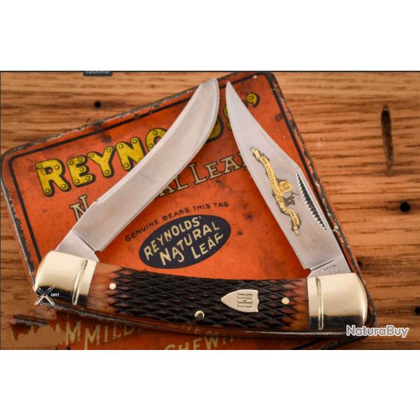 Couteau Rough Rider 30�me Anniversaire Small Moose Lames Acier 440 Os Brun Slip Joint Coffret RR2630