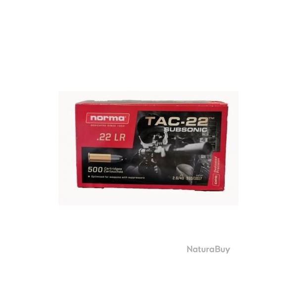 MUNITION NORMA 22LR TAC SUBSONIC 40GR BTE 50