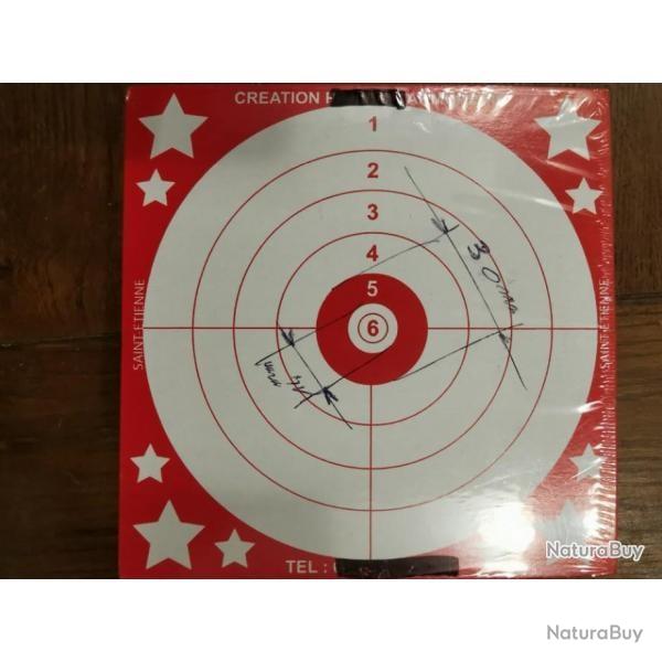 100 CIBLES 14cmX14cm avec un CENTRE ROUGE centre de 30MM