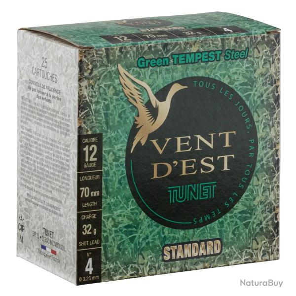 Cartouche Tunet Vent d'Est Acier Standard Black Tempest Calibre 12/70 32G-Num�ro 4