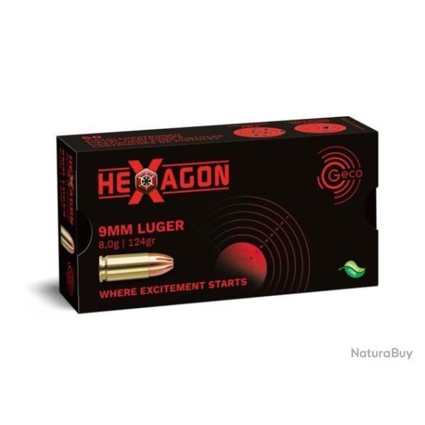 Munition Geco 9mm Luger Hexagon 8g 124gr x2 boites