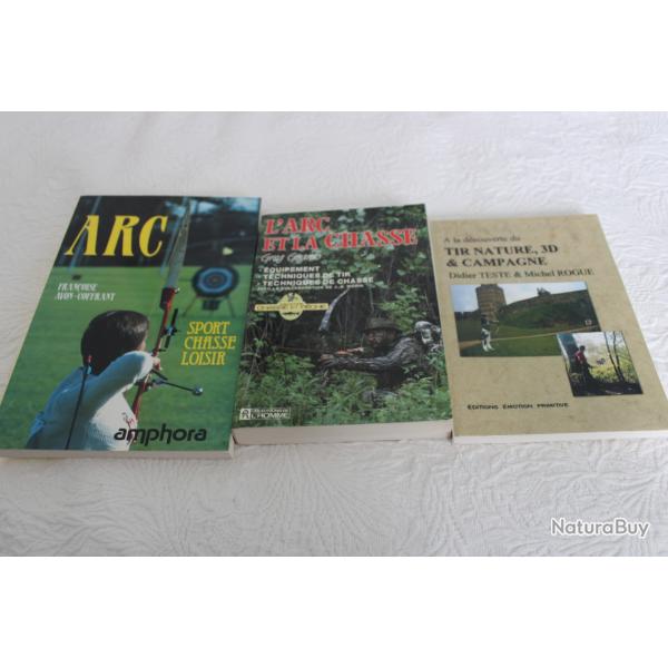Lot 3 livres arc, sport, chasse, loisir, tir nature, 3D