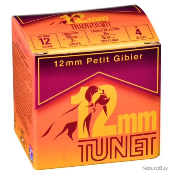 Munitions TUNET Cal.12mm petit gibier 8g par 25