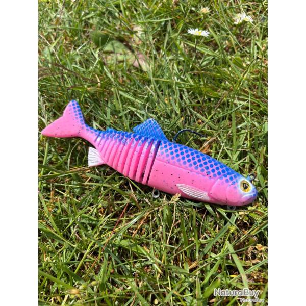 Leurre souple Fox rage replicant jointed 18cm pink QB EXCLUSIF