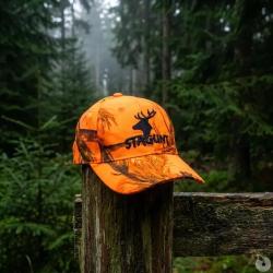 Casquette brod&eacute;e polyester camo orange blaze
