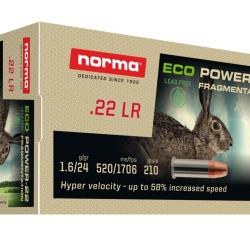 50 Munitions NORMA Cal.22 Lr ECO POWER 1.6 g/ 25 grains