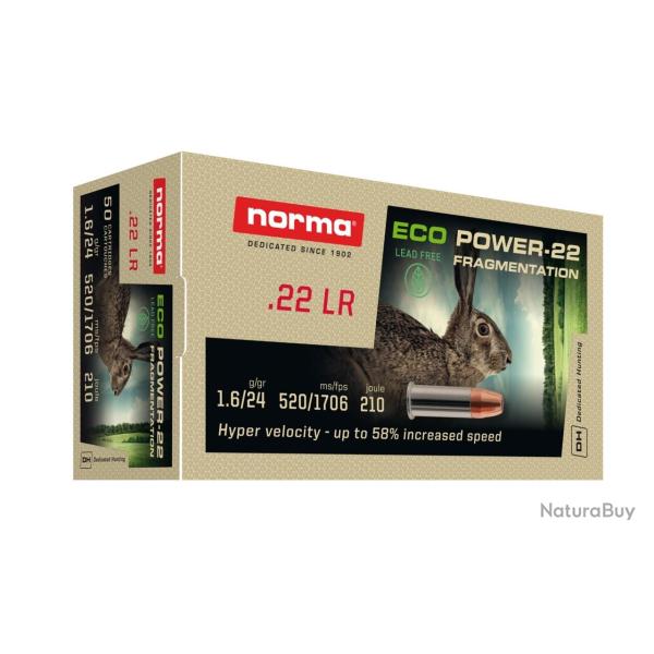 50 Munitions NORMA Cal.22 Lr ECO POWER 1.6 g/ 25 grains
