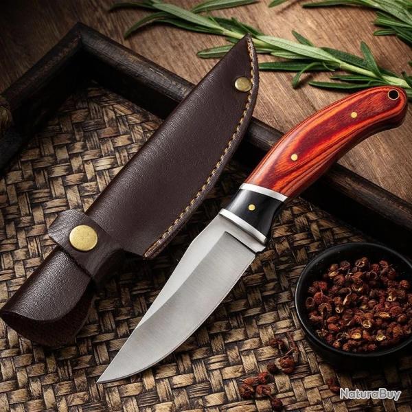 Couteau polyvalent de 7.5 pouces, manche en bois color� lame acier inoxydable