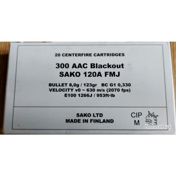 PROMO .300 AAC BLK cart militaire Sako 123 gr fmj - bte 20