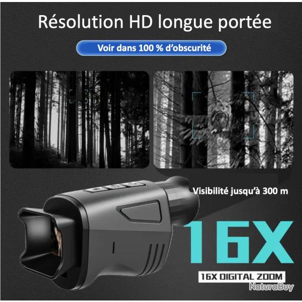 Lunette de Vision Nocturne Monoculaire 1080P HD, Zoom Num�rique 16X,