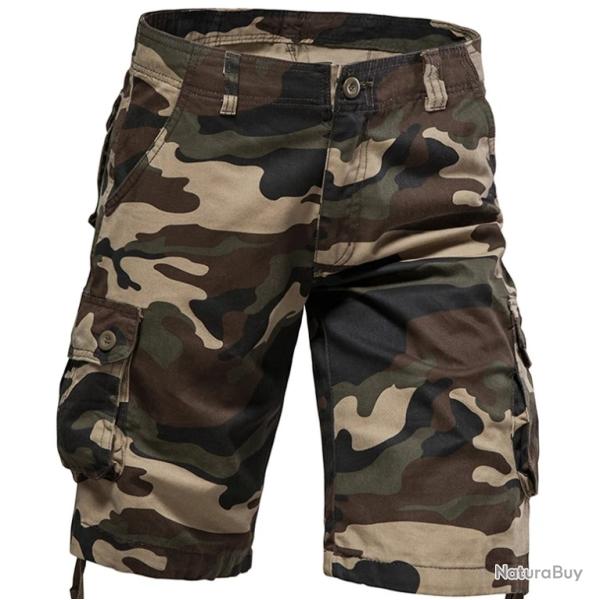 Short Cargo Camouflage Homme - Tissu Renforc� - Finition SAND - SKX INDUSTRIES