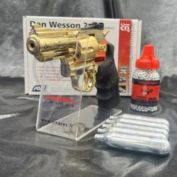 Pack pr&ecirc;t &agrave; tirer REVOLVER "GNB DAN WESSON 2.5'' - GOLD - Cal 4.5BBS - CO2