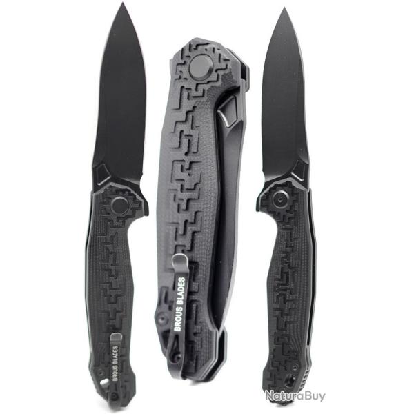 Couteau Brous Blades Bygones Lame Acier D2 Manche G10 Noir Linerlock USA BRB278