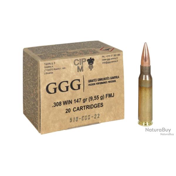 600 cartouches GGG 308 Win./147 gr FMJ