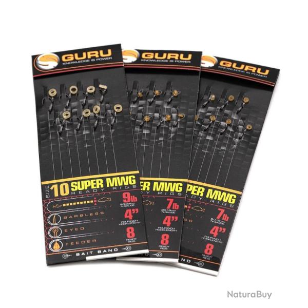 GURU BAS DE LIGNE SMWG READY RIGS BAIT BANDS GURU 0,22mm 10 4''/10cm