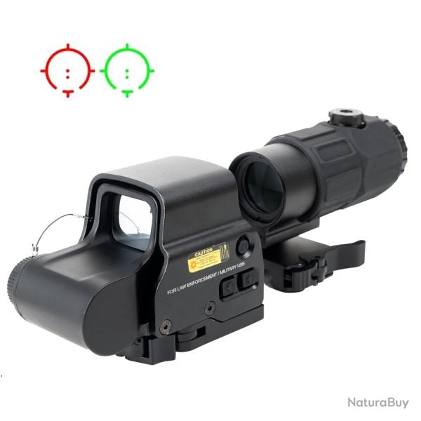Lunette de vise rflexe holographique  points rouges et verts 558 + G45 avec loupe