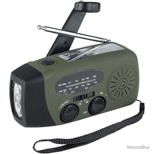 Radio & lampe torche solaire � manivelle dynamo d'urgence Fosco