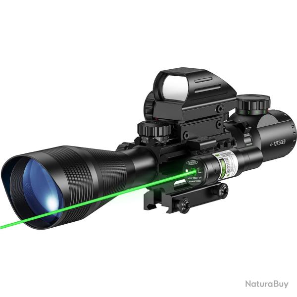 Lunette de vise holographique claire pour fusil de chasse 4-12x50 -Green laser LIVRAISON GRATUITE