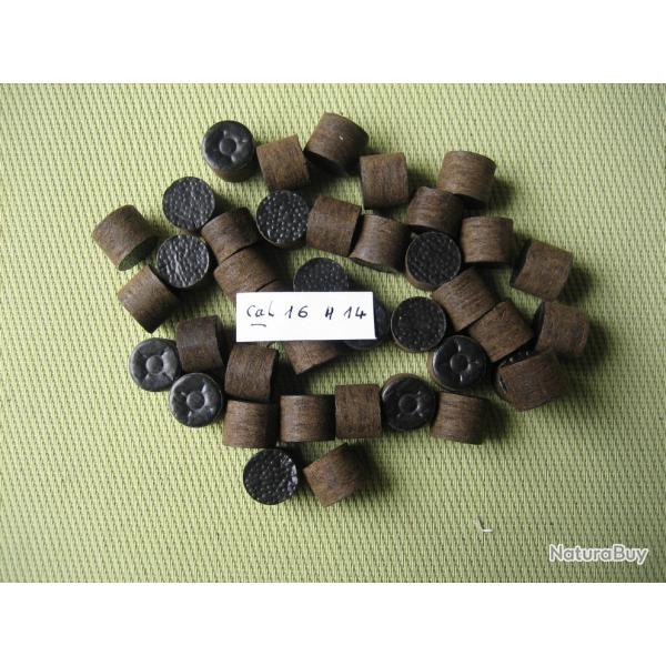 Soldes...  100  bourres  fibre  cal  16  hauteur  14  mm  issues  de  d�montage  de  cartouches