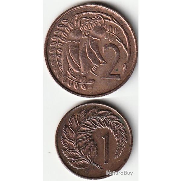Pi�ce de Monnaie NOUVELLE ZELANDE Lot de 2 Monnaies  1 Cent 1970  -  2 Cents 1967