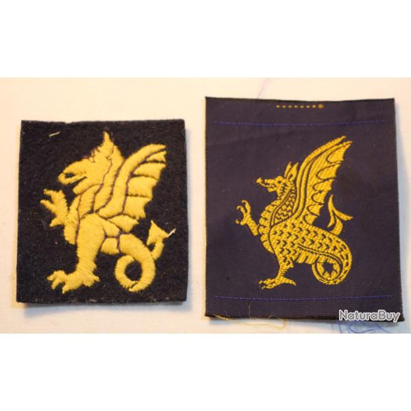 Deux patchs d'�paule 43rd Welsh Division Cloth Formation Sign Badge WWII British SDC24KAM019