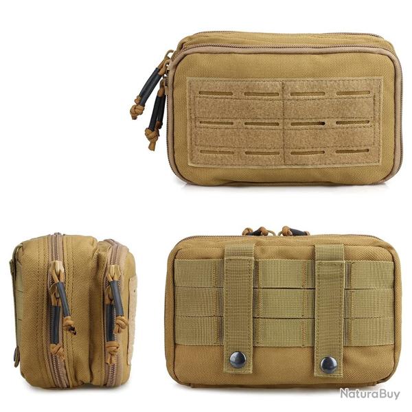 Pochette tactique Molle Admin, fermeture clair horizontale -**TAN LIVRAISON GRATUITE !!!