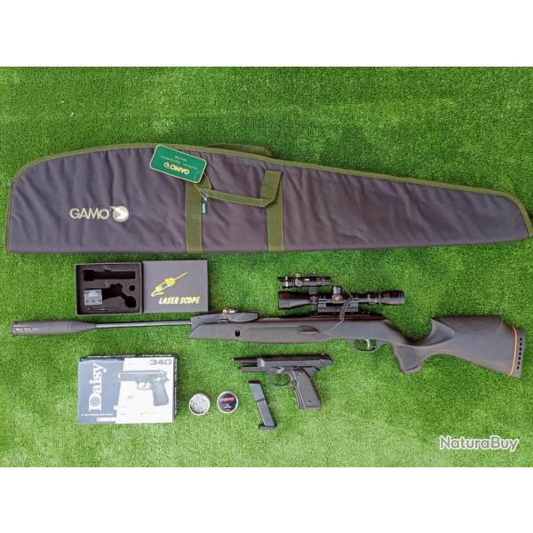 PACK1 LASER  ! Gamo Swarm Magnum 4,5 mm IGT PRO 10X Gen3i + Lun. 3-9X40 19,9 j. + Kit  Puiss. 34 J.