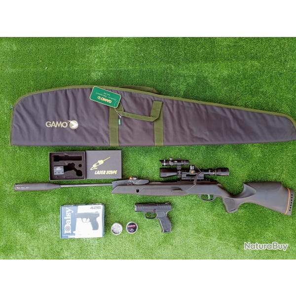 PACK4 LASER  ! Gamo Swarm Magnum 4,5 mm IGT PRO 10X Gen3i + Lun. 3-9X40 19,9 j. + Kit  Puiss. 34 J.